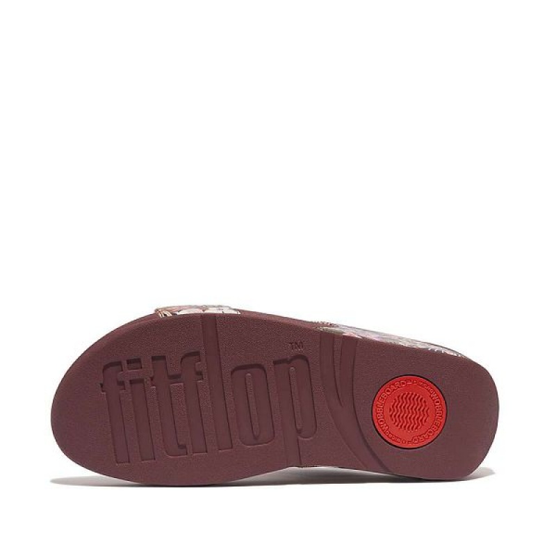 Brown Women's FitFlop Lulu X Jim Thompson Limited Edition Leather Slides | 196SDZBTX