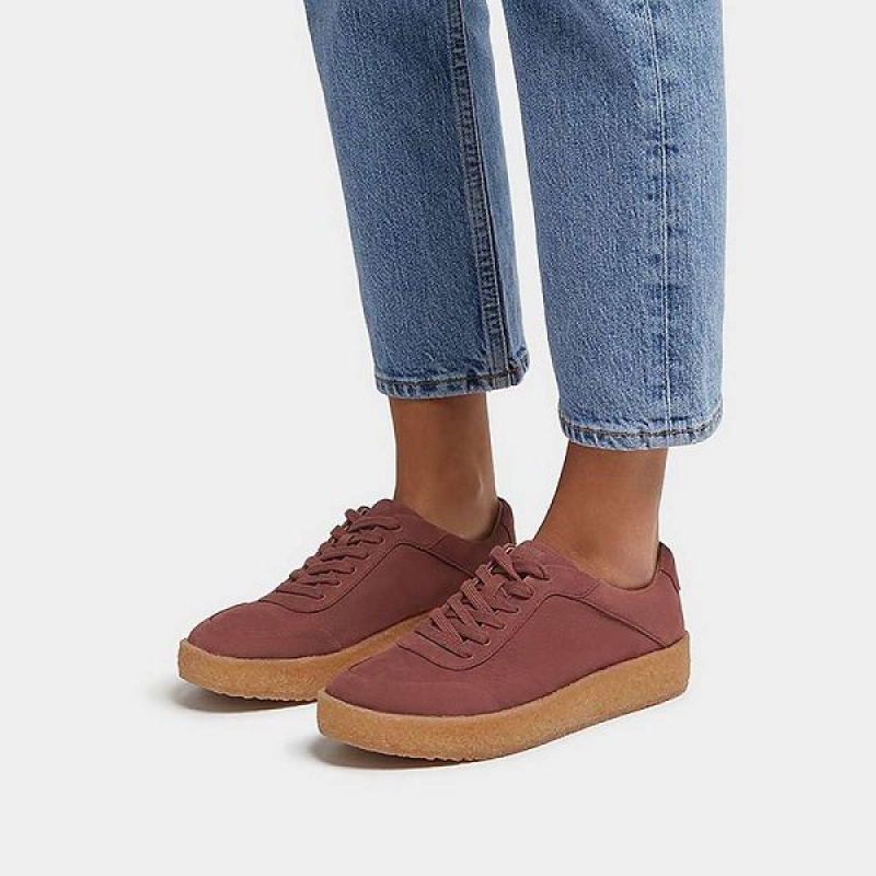 Brown Women's FitFlop Rally Tumbled Nubuck Crepe Sneakers | 642WDRGBC