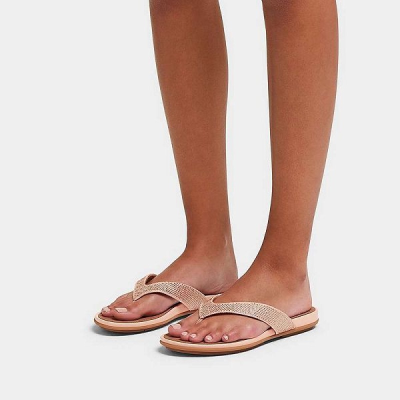 Brown / Beige Women's FitFlop Gracie Crystal Flip Flops | 936ZKYUSB