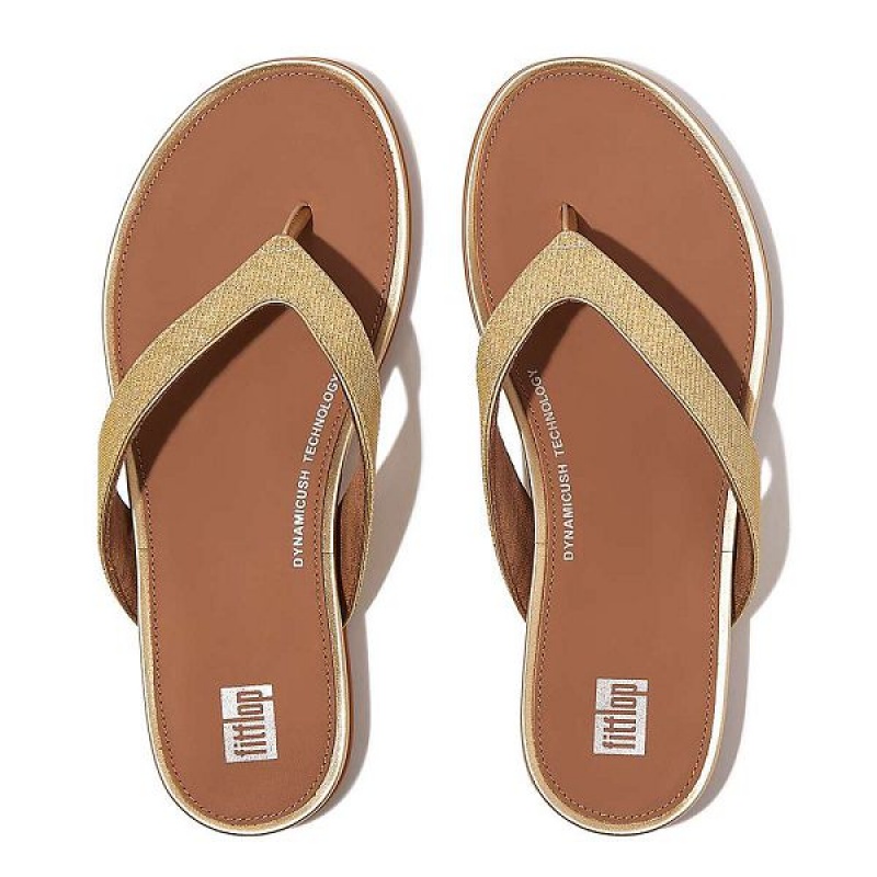 Brown / Gold Women's FitFlop Gracie Shimmerlux Flip Flops | 027XQEMVF