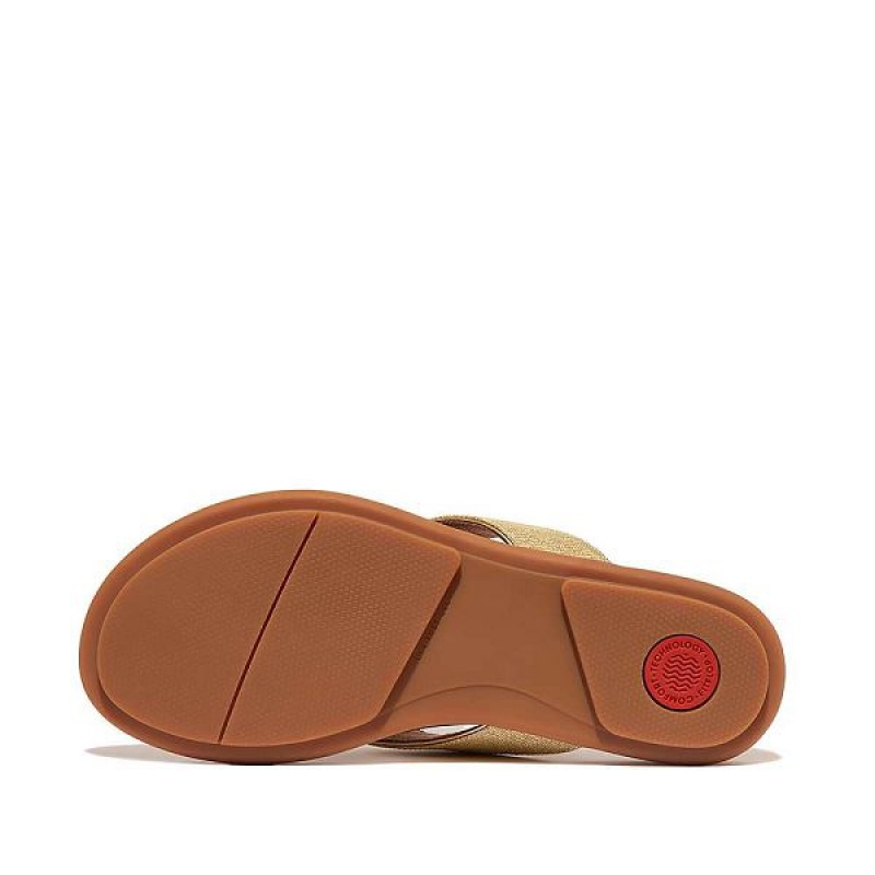 Brown / Gold Women's FitFlop Gracie Shimmerlux Flip Flops | 027XQEMVF