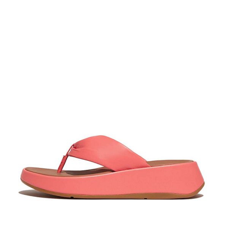 Coral Women\'s FitFlop F-Mode Leather Twist Flatform Toe-Post Sandals | 728CUMZKD