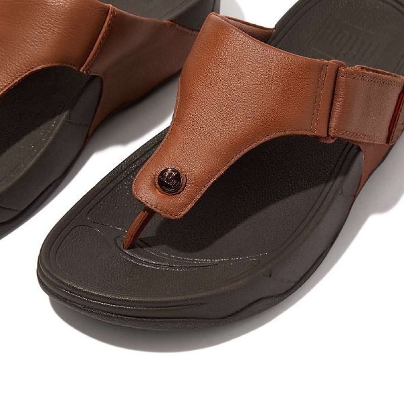 Dark Brown Men's FitFlop Trakk Ii Leather Flip Flops | 608LHMIZU