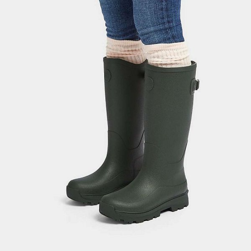 Deep Green Women's FitFlop Wonderwelly Atb High Performance Tall Wellington Rain Boots | 259UZQDKI