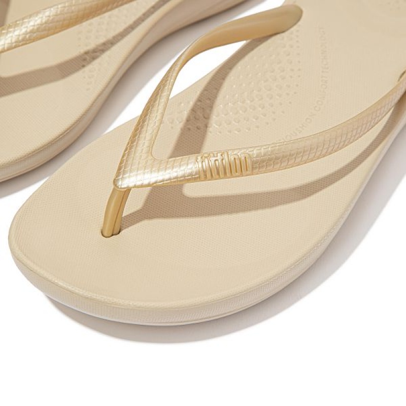 Gold Women's FitFlop Iqushion Ergonomic Flip Flops | 876FKPJNI