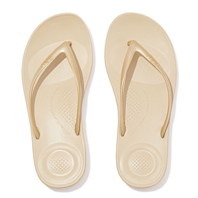 Gold Women's FitFlop Iqushion Ergonomic Flip Flops | 876FKPJNI