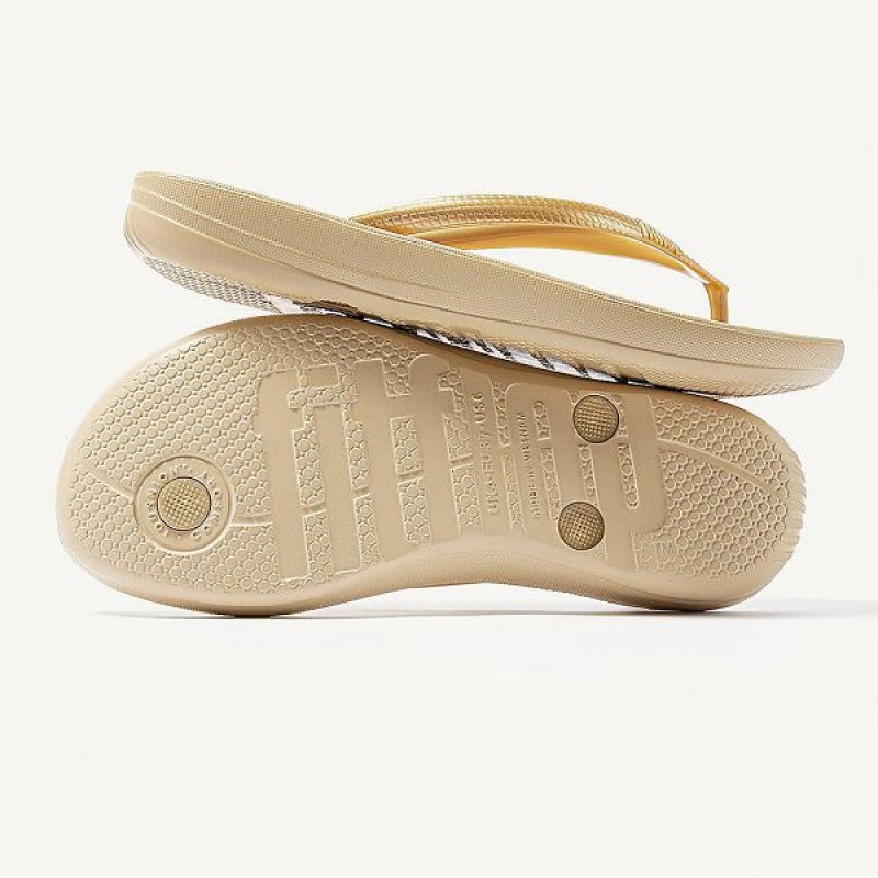 Gold Women's FitFlop Iqushion Ergonomic Flip Flops | 876FKPJNI