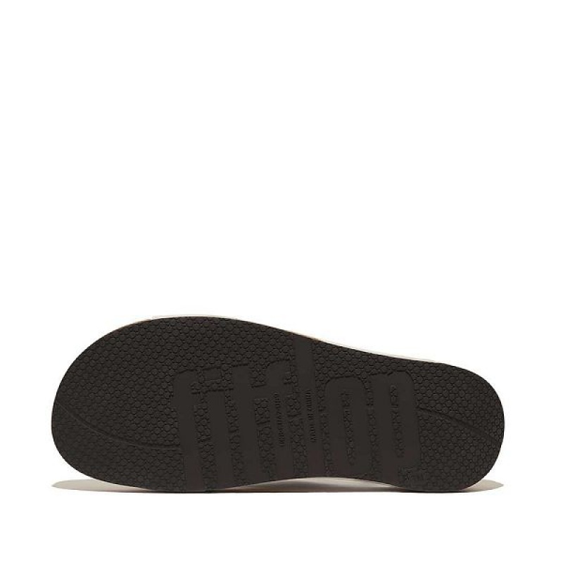 Grey Men's FitFlop Iqushion Leather Cross Slides | 319QKNOFA