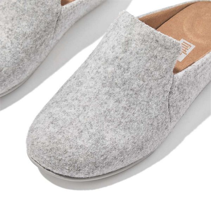 Grey Women's FitFlop Chrissie Ii E01 Haus Felt Slippers | 526THFJWR