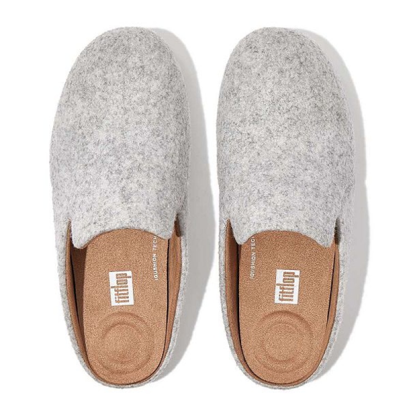 Grey Women's FitFlop Chrissie Ii E01 Haus Felt Slippers | 526THFJWR