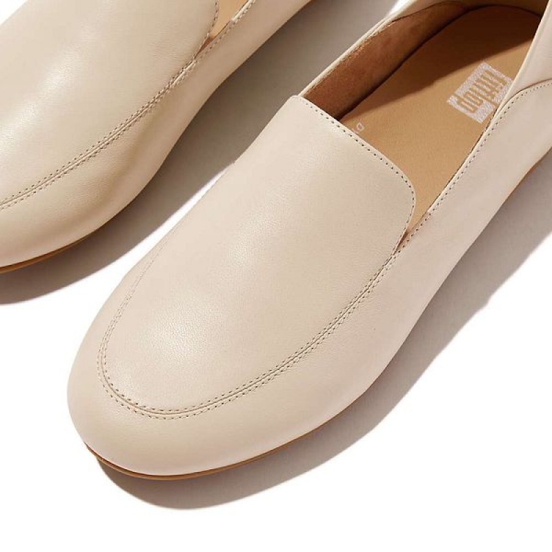 Grey / Beige Women's FitFlop Allegro Crush Back Leather Loafers Loafers | 912EJWNBC