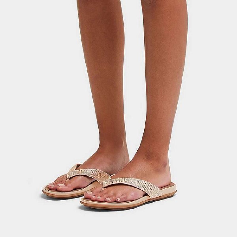 Grey / Beige Women's FitFlop Gracie Crystal Flip Flops | 260CWOUYK