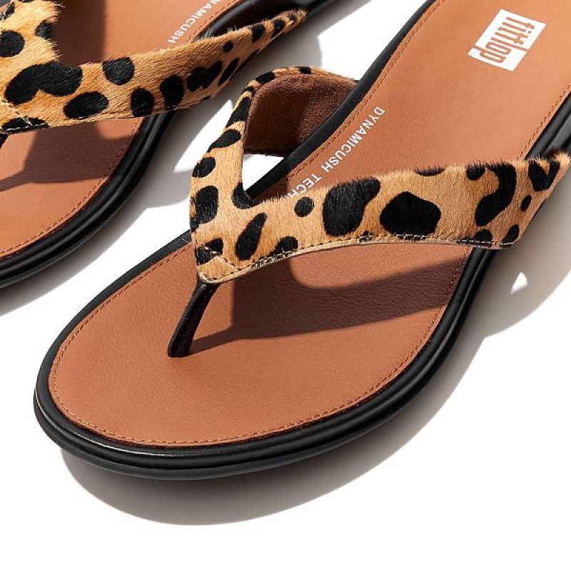 Leopard Women's FitFlop Gracie Leopard Print Leather Flip Flops | 451RQBLPO