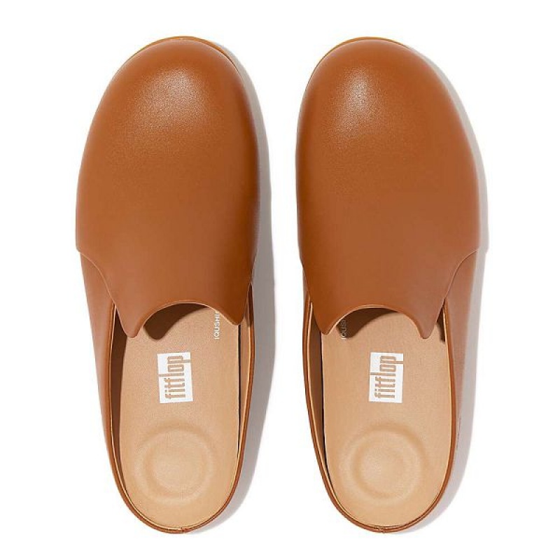 Light Brown Women's FitFlop Chrissie Ii Haus Leather Slippers | 398PLJUOB