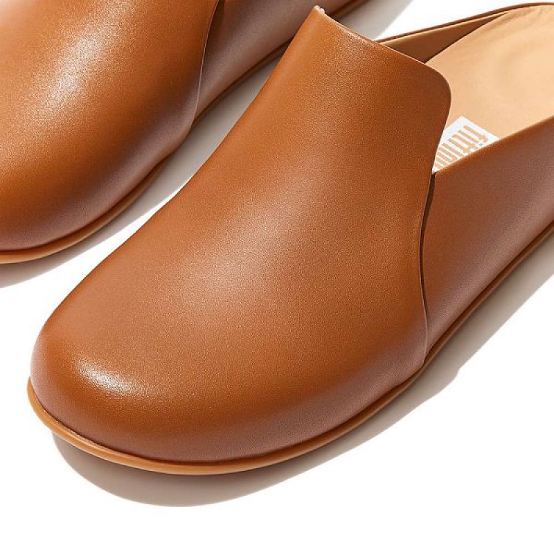 Light Brown Women's FitFlop Chrissie Ii Haus Leather Slippers | 398PLJUOB