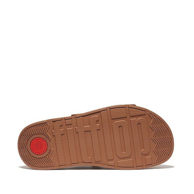 Light Brown Women's FitFlop Gen-Ff Buckle Two Bar Leather Slides | 108SWFJYI