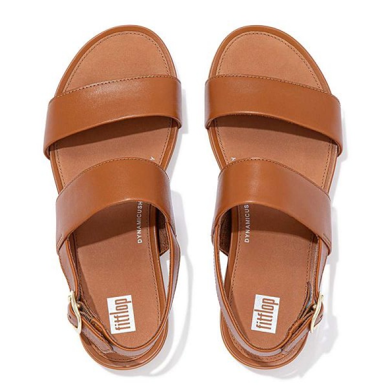 Light Brown Women's FitFlop Gracie Leather Back-Strap Sandals | 253RBSEKJ