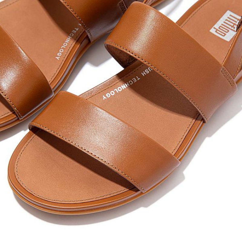 Light Brown Women's FitFlop Gracie Leather Back-Strap Sandals | 253RBSEKJ