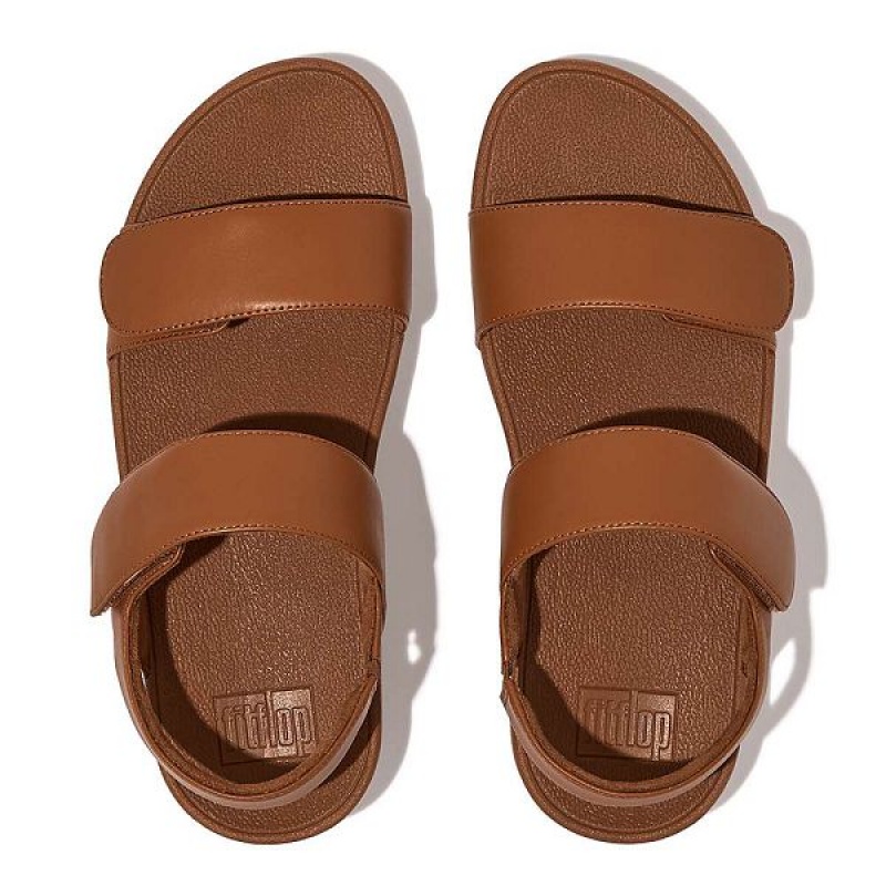 Light Brown Women's FitFlop Lulu Adjustable Leather Sandals | 189CFZXUD