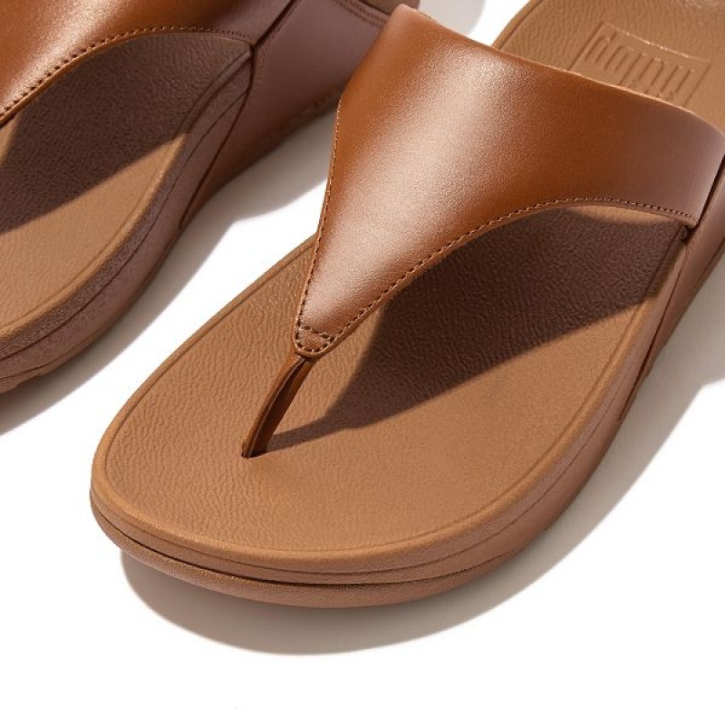 Light Brown Women's FitFlop Lulu Leather Toe-Post Sandals | 150MZDLQW