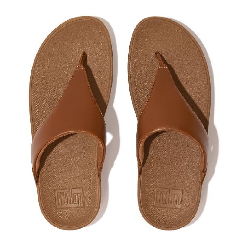 Light Brown Women's FitFlop Lulu Leather Toe-Post Sandals | 150MZDLQW