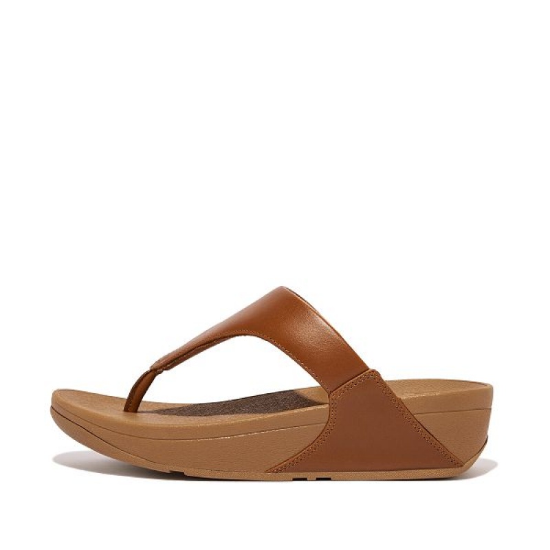 Light Brown Women\'s FitFlop Lulu Leather Toe-Post Sandals | 150MZDLQW