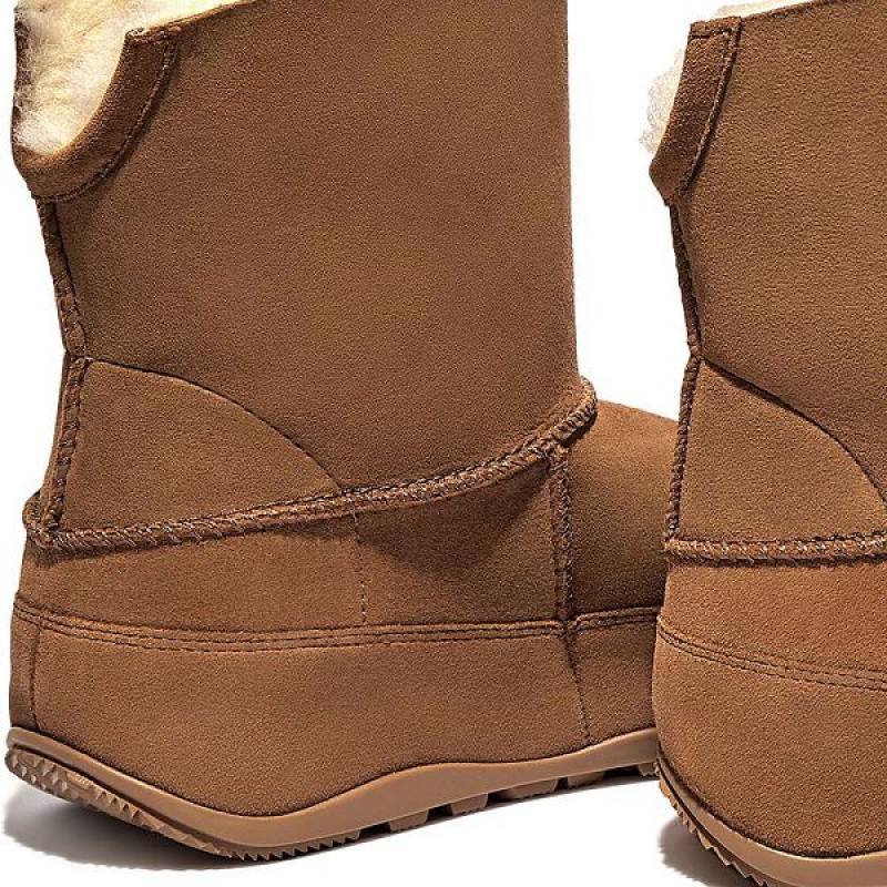 Light Brown Women's FitFlop Original Mukluk Shorty Double Faced Shearling Ankle Boots | 901QOZWAV