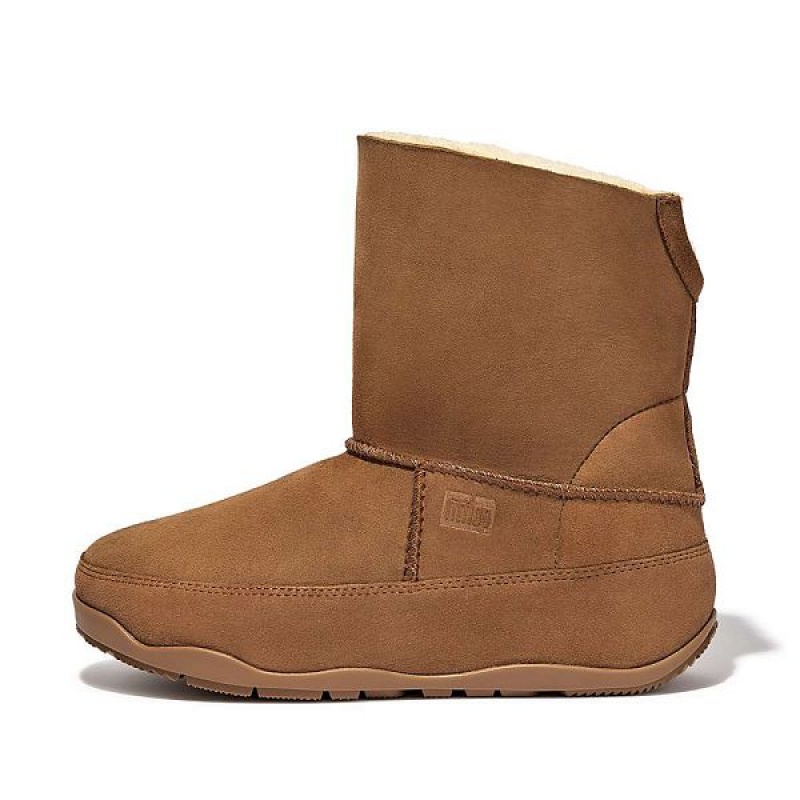 Light Brown Women\'s FitFlop Original Mukluk Shorty Double Faced Shearling Ankle Boots | 901QOZWAV