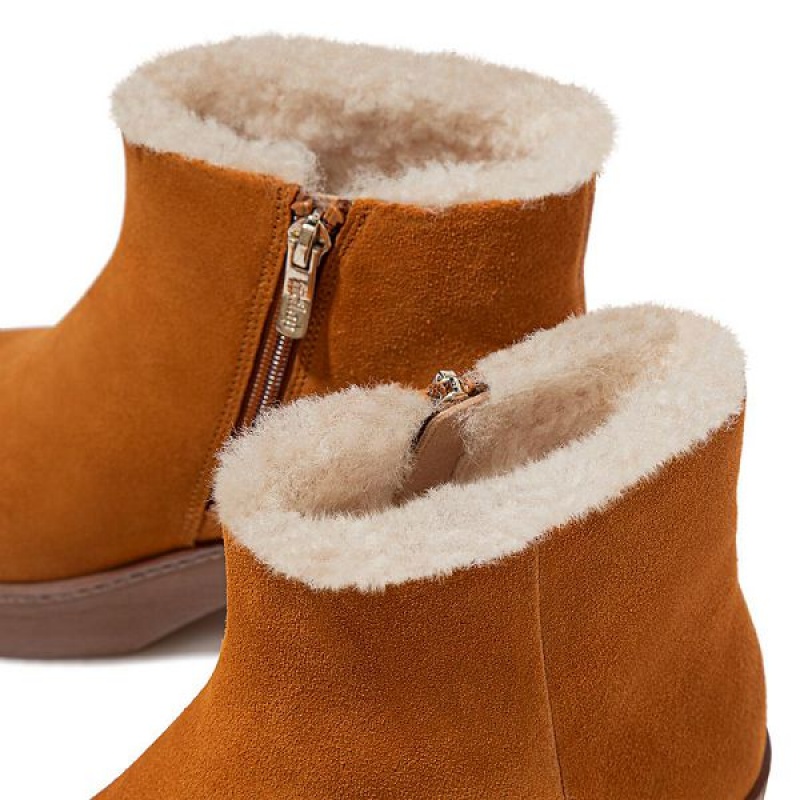 Light Brown Women's FitFlop Pilar Shearling Lined Suede Ankle Boots | 320HGZWLS