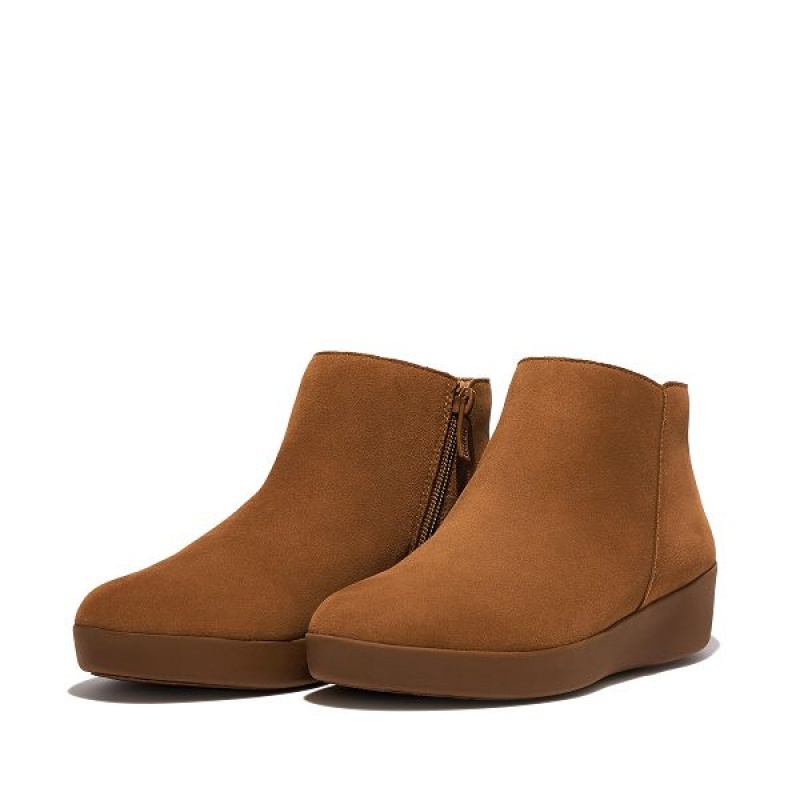 Light Brown Women's FitFlop Sumi Suede Ankle Boots | 264DOUALG