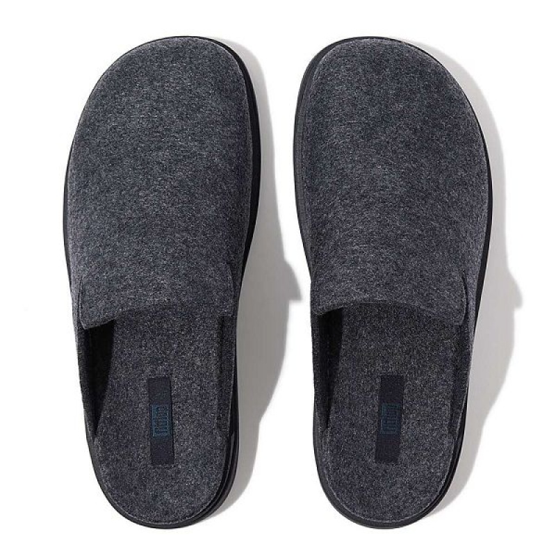 Navy Men's FitFlop Gen-Ff E01 Felt Mules | 123GWCIAB