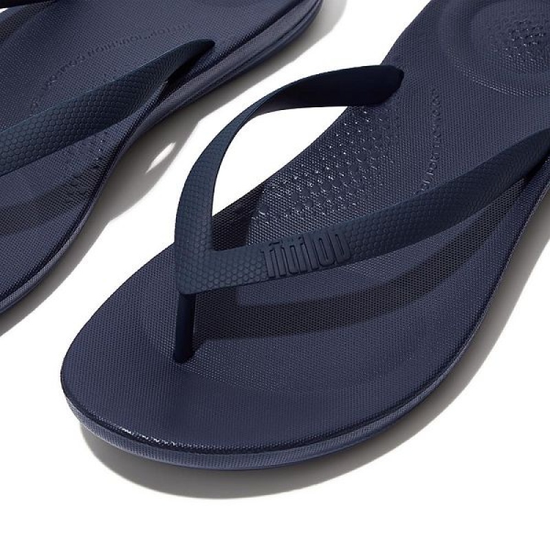 Navy Men's FitFlop Iqushion Ergonomic Flip Flops | 185FWQBDP