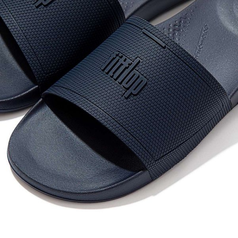 Navy Men's FitFlop Iqushion Pool Slides | 291XSTRWL