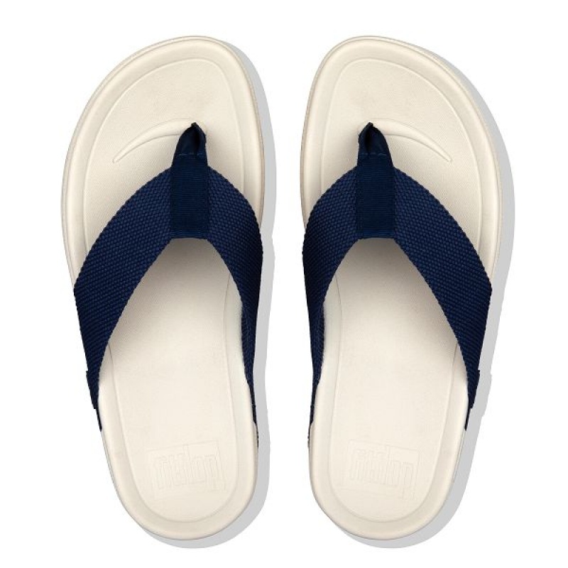 Navy Men's FitFlop Surfer Toe-Post Sandals | 907XQUEKF