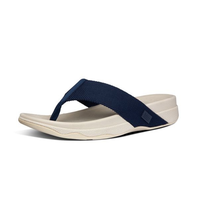 Navy Men's FitFlop Surfer Toe-Post Sandals | 907XQUEKF