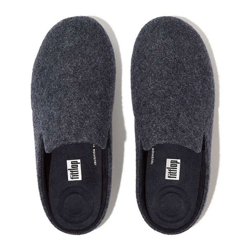 Navy Women's FitFlop Chrissie Ii E01 Haus Felt Slippers | 308WXEPFT