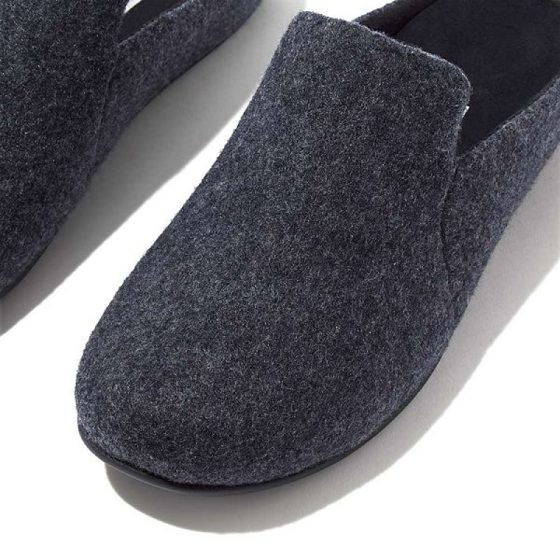 Navy Women's FitFlop Chrissie Ii E01 Haus Felt Slippers | 308WXEPFT