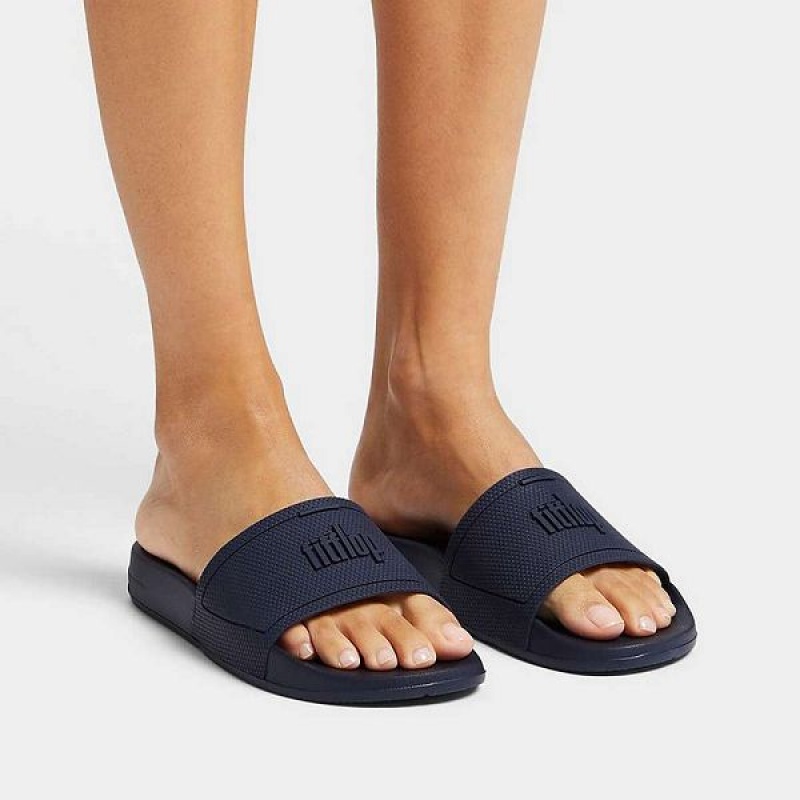 Navy Women's FitFlop Iqushion Pool Slides | 426LDHBOK