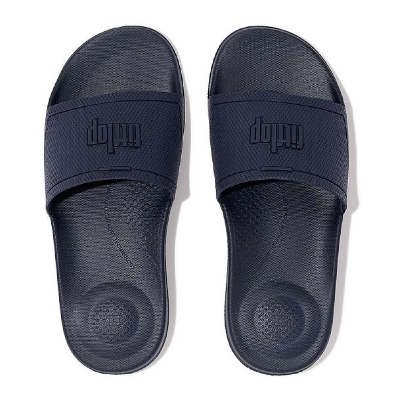 Navy Women's FitFlop Iqushion Pool Slides | 426LDHBOK