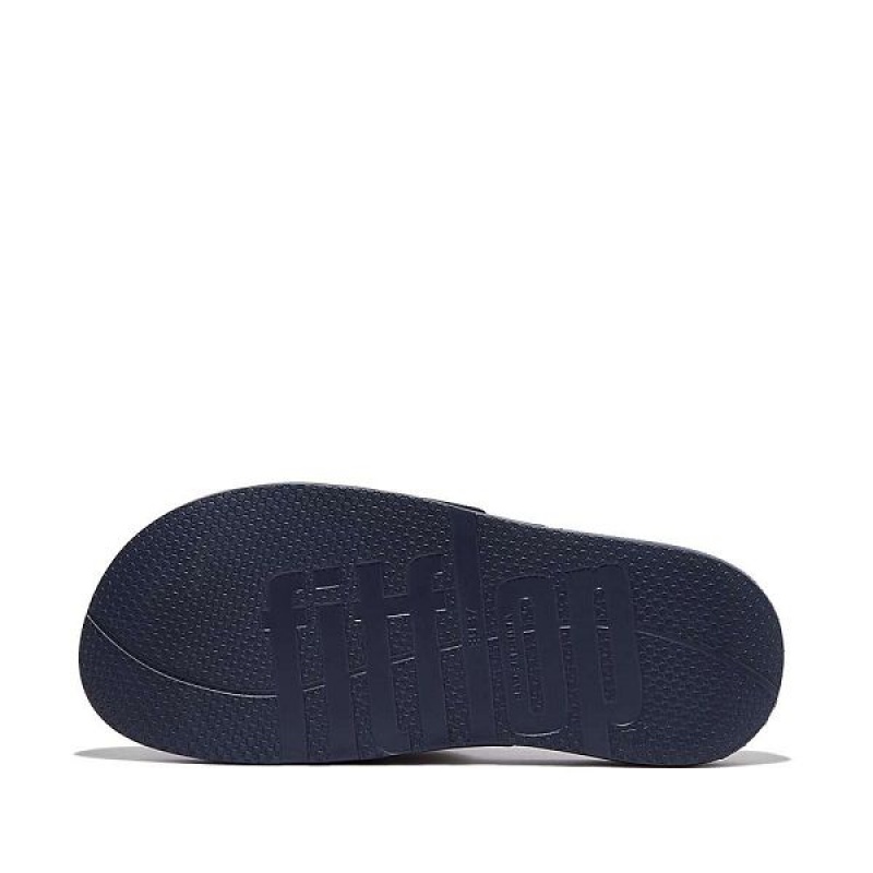 Navy Women's FitFlop Iqushion Two Bar Buckle Slides | 879JQOPAT