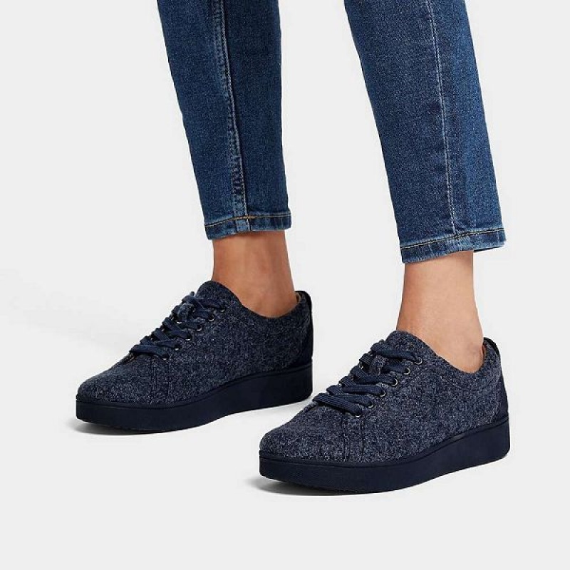 Navy Women's FitFlop Rally E01 Merino Wool Mix Sneakers | 023RMITWY