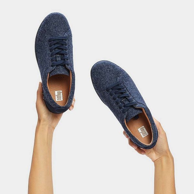 Navy Women's FitFlop Rally E01 Merino Wool Mix Sneakers | 023RMITWY