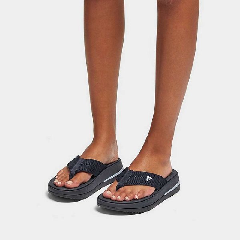 Navy Women's FitFlop Surff Sports Webbing Toe-Post Sandals | 752DCVZYW