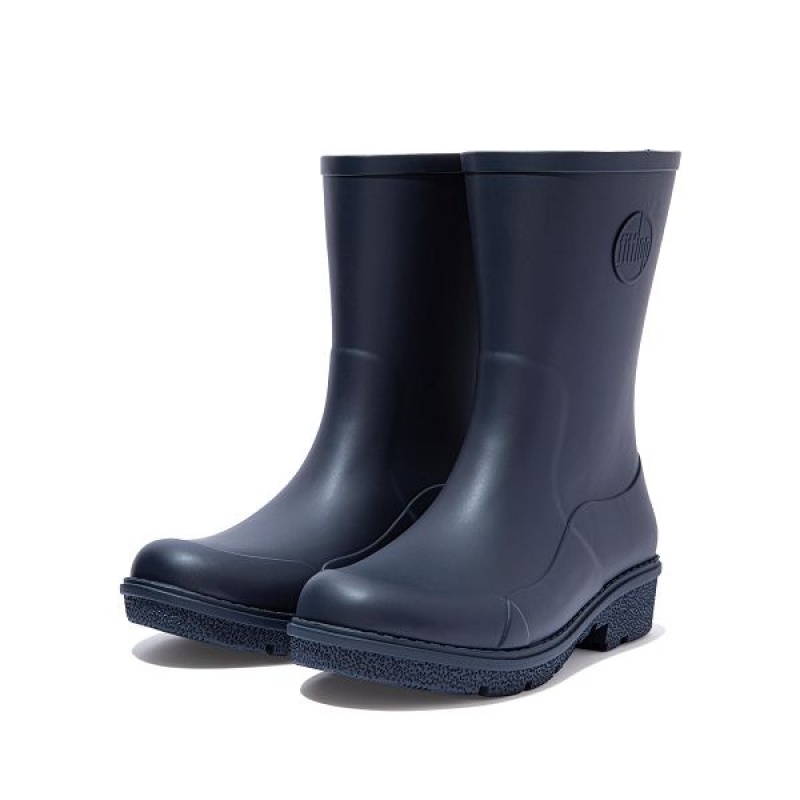 Navy Women's FitFlop Wonderwelly Short Rain Boots | 768IVRHEM