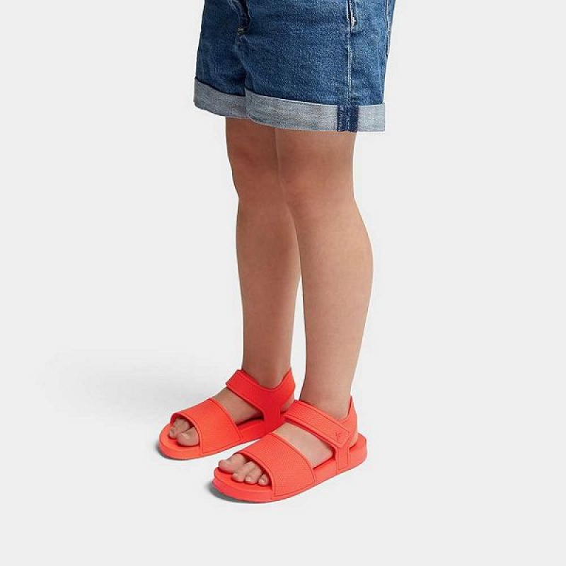 Orange Kids' FitFlop Iqushion Junior Ergonomic Back-Strap Sandals | 128DCBAQU