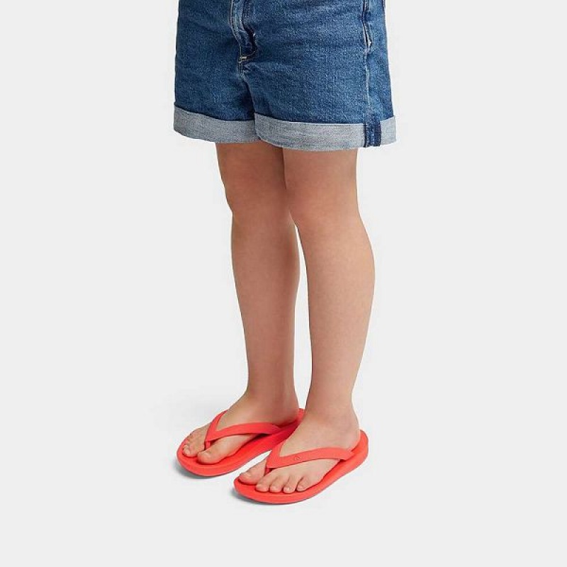 Orange Kids' FitFlop Iqushion Junior Ergonomic Flip Flops | 573WHUXMF