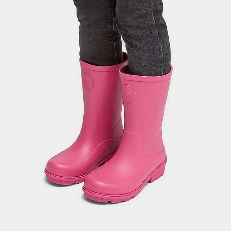 Pink Kids' FitFlop Wonderwelly Junior Ergonomic Wellington Rain Boots | 967UJLNGA