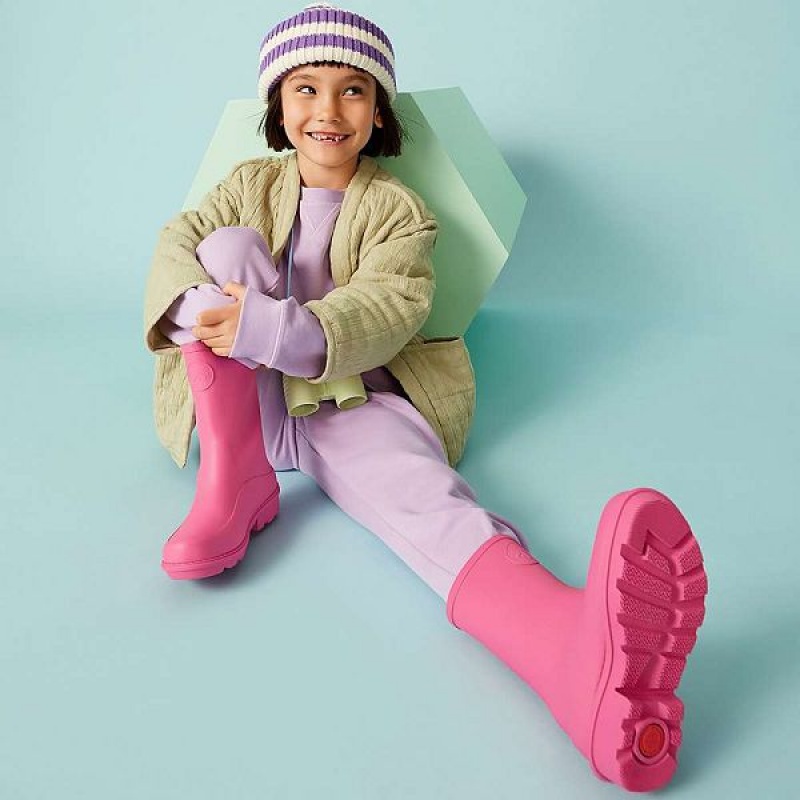 Pink Kids' FitFlop Wonderwelly Junior Ergonomic Wellington Rain Boots | 967UJLNGA