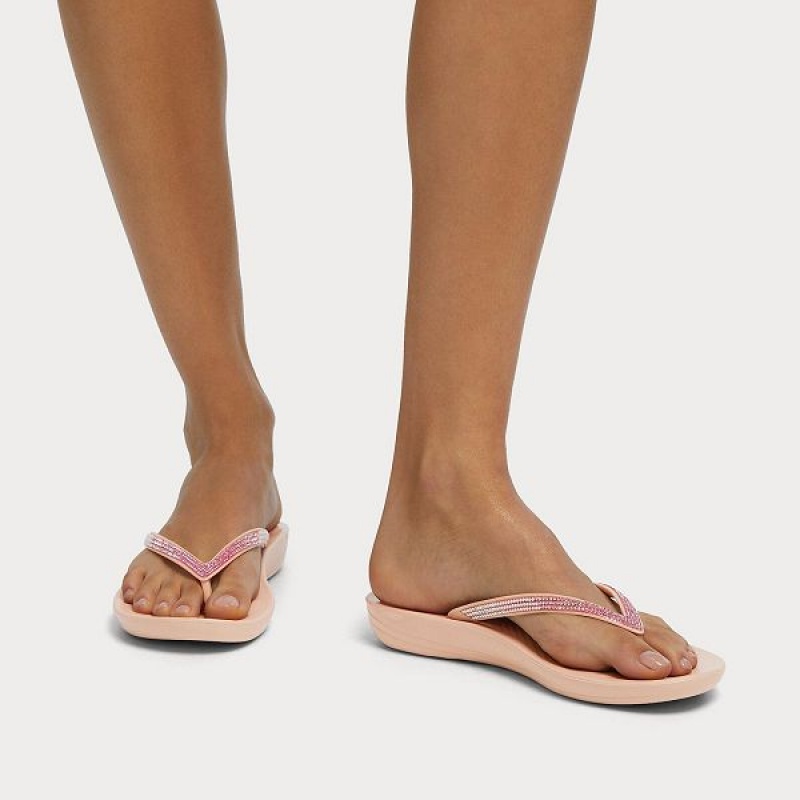 Pink Women's FitFlop Iqushion Ombre Sparkle Flip Flops | 793RUAITE