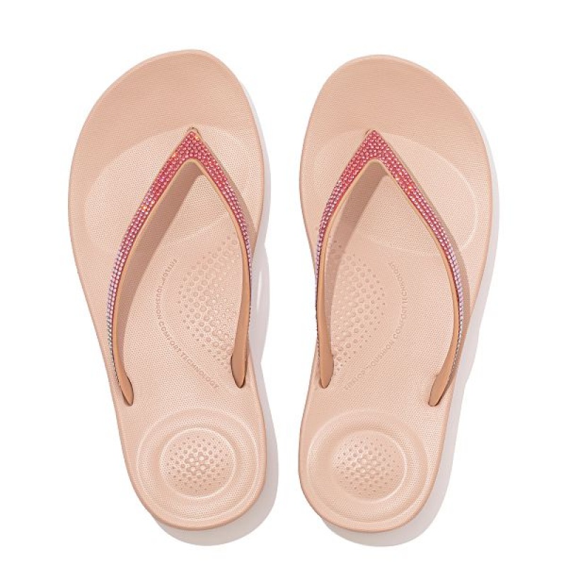 Pink Women's FitFlop Iqushion Ombre Sparkle Flip Flops | 793RUAITE